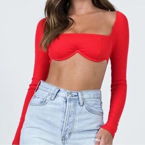 Princess Polly red along sleep crop top